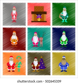 assembly flat shading style illustration Santa Claus
