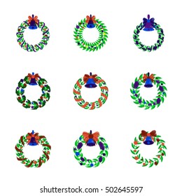 assembly flat shading style illustration Christmas wreath
