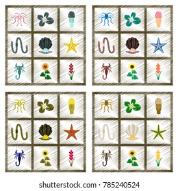 assembly flat shading style illustration animal octopus jellyfish water lily pearl mussel