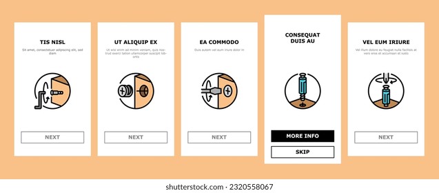 assembly furniture instruction onboarding mobile vector. manual diy, man home instructions, repair tools construction, house assemble screw assembly furniture instruction color line illustrations