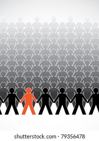 assembly of human figures in a row - illustration