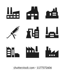 assembly icon. 9 assembly vector icons set. sealant gun and factory icons for web and design about assembly theme