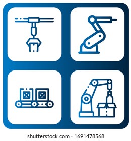 Assemblysymbol-Set. Kollektion von Conveyor, Industrieroboter, Roboterarmsymbole