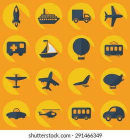 assembly icons of transport delivery set collection