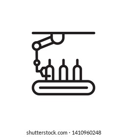 Assembly line, conveyor belt, production icon - Vector
