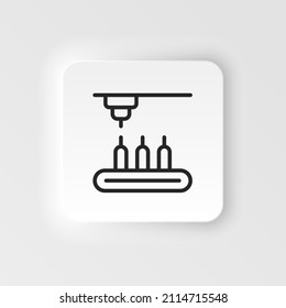 Assembly line, conveyor belt, production icon - Vector neumorphic style vector icon on white background