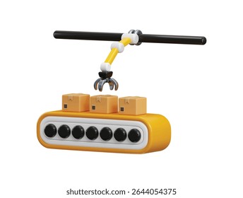 Linha de montagem Icon conceito de renderização 3d de Máquinas Industriais Modernas Equipamento de Produção Tecnologia Mecânica ícone ilustração vetorial