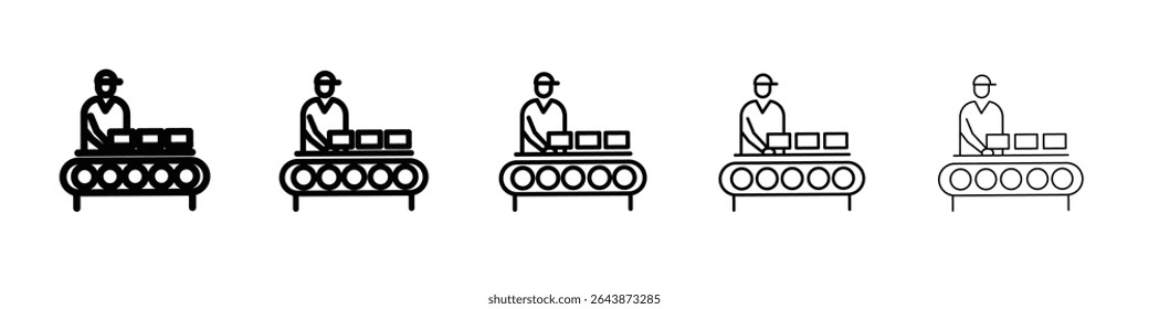 Icono de línea de montaje signo de Vector blanco y negro