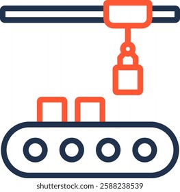 Assembly Line Icon Color Line Vector Illustration