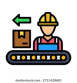 Línea de ensamblaje Icon Line Color Ilustración vectorial