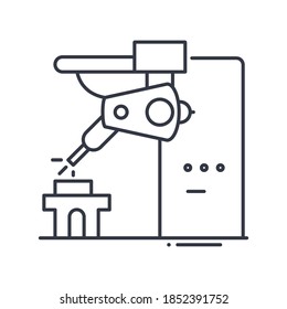 Assembly line icon, linear isolated illustration, thin line vector, web design sign, outline concept symbol with editable stroke on white background.