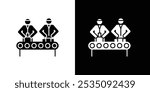 Assembly line icon linear logo isolated