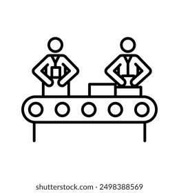 Assembly line icon linear logo mark in black and white