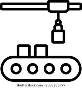 Assembly Line Icon Outline Vector Illustration