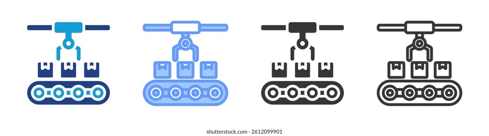 Assembly Line icon set multiple style collection