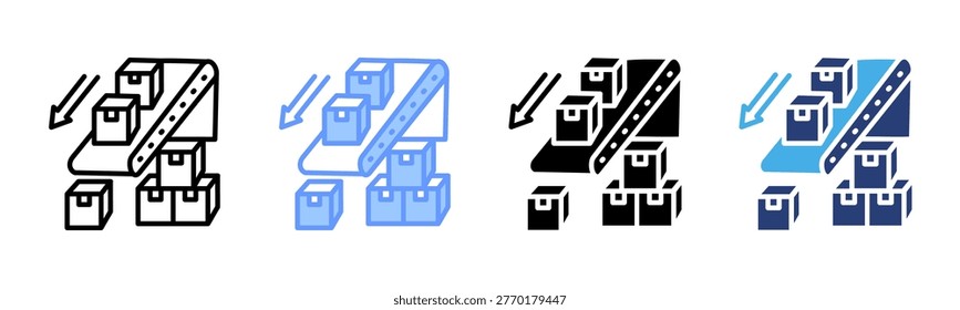 Assembly Line icon set multiple style collection