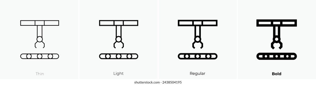 assembly line icon. Thin, Light Regular And Bold style design isolated on white background