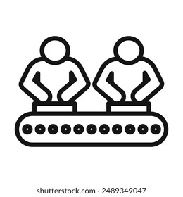 Assembly line icon Vector symbol or sign set collection in black and white outline