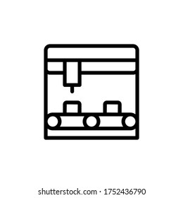 Línea de ensamblado, icono de fabricación. Línea simple, contorno de elementos vectores de iconos de producción para ui y ux, sitio web o aplicación móvil