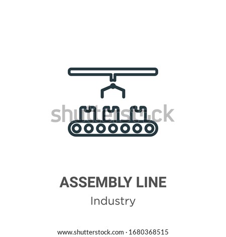 Assembly line outline vector icon. Thin line black assembly line icon, flat vector simple element illustration from editable industry concept isolated stroke on white background