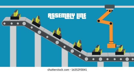 Assembly Line Poster Industrial Machinery Business Stock Vector ...