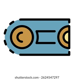 Icono de rollo de línea de ensamblaje. Línea de ensamblaje de contorno de Vector de rollo de color plano aislado