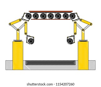 assembly line tires automatic auto production conveyor robotic