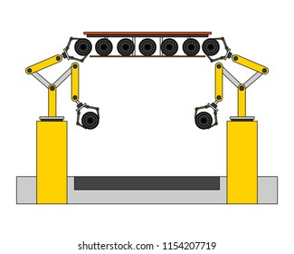 assembly line tires automatic auto production conveyor robotic