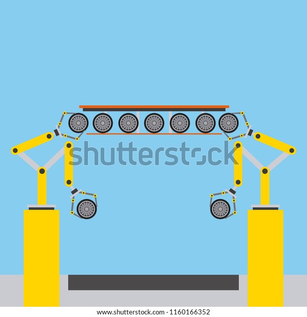 assembly line tires automatic auto production\
conveyor robotic