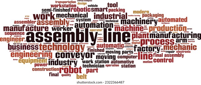 Assembly line word cloud concept. Collage made of words about assembly line. Vector illustration