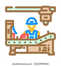 assembly line worker industry color icon vector. assembly line worker industry sign. isolated symbol illustration