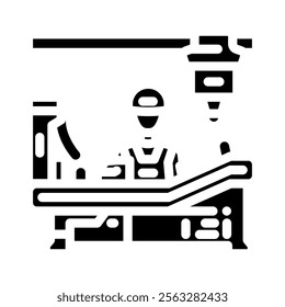 assembly line worker industry glyph icon vector. assembly line worker industry sign. isolated symbol illustration