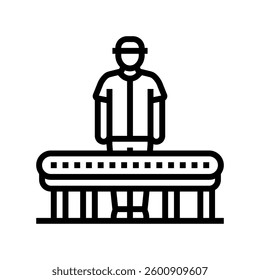 assembly line worker industry line icon vector. assembly line worker industry sign. isolated contour symbol black illustration