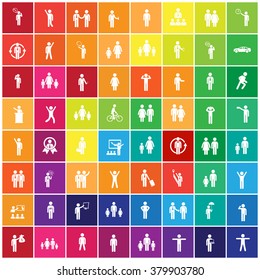 assembly of people silhouettes stick figure