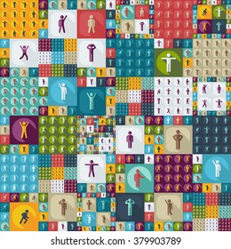assembly of people silhouettes stick figure