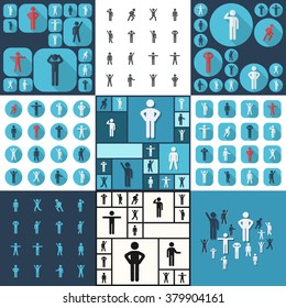 assembly of people silhouettes stick figure