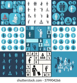 assembly of people silhouettes stick figure