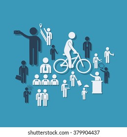 assembly of people silhouettes stick figure