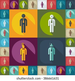 assembly of people silhouettes stick figure