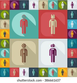 assembly of people silhouettes stick figure