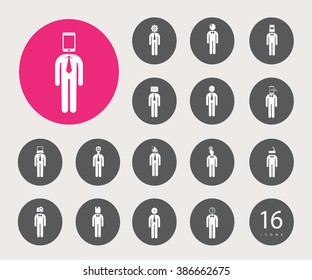 assembly of people silhouettes stick figure