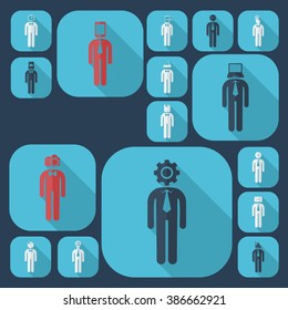 assembly of people silhouettes stick figure