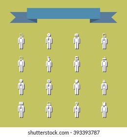 assembly of people silhouettes stick figure
