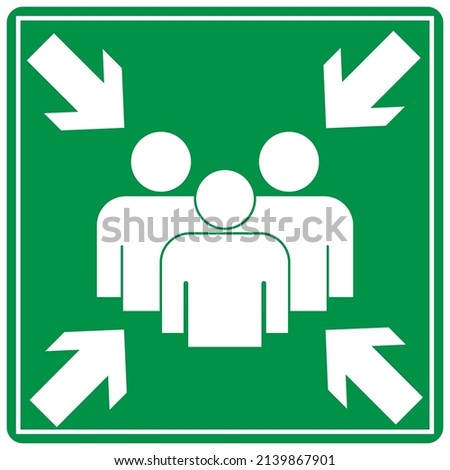 assembly poin vector signboard isolated on white background,evacuation meeting place sign.