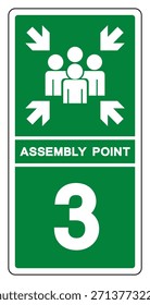 Assembly Point 3 Symbol Sign, Vector Illustration, Isolated On White Background Label.EPS10 