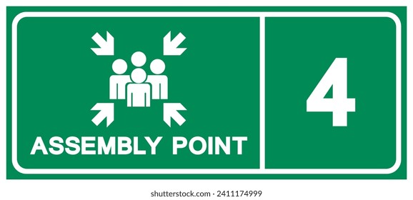 Assembly Point 4 Symbol Sign, Vector Illustration, Isolated On White Background Label .EPS10 