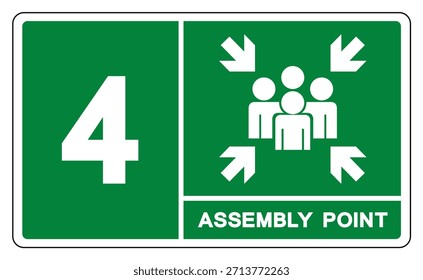 Assembly Point 4 Symbol Sign, Vector Illustration, Isolated On White Background Label.EPS10 