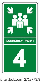 Assembly Point 4 Symbol Sign, Vector Illustration, Isolated On White Background Label.EPS10 