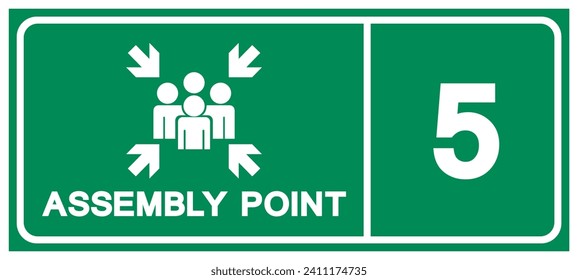 Assembly Point 5 Symbol Sign, Vector Illustration, Isolated On White Background Label .EPS10 
