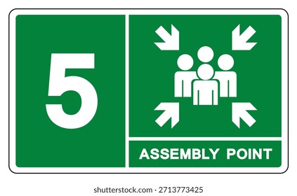 Assembly Point 5 Symbol Sign, Vector Illustration, Isolated On White Background Label.EPS10 